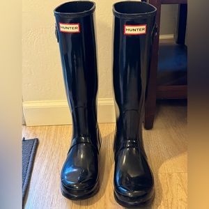 Hunter original tall gloss black rain boot